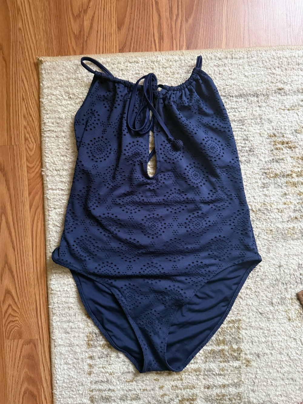 aerie Navy Blue One-Piece Swimsuit with Eyelet Detail